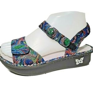 Alegria Kora Cyclone Rainbow Leather Slingback Sandals 38
